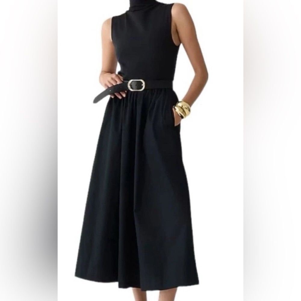 J.Crew Fitted knit mockneck dress with poplin skirt NWT Size M